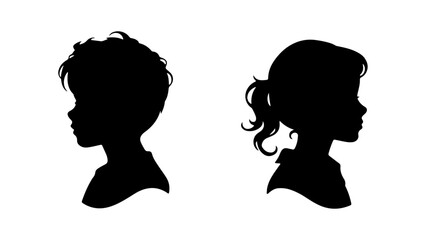 boy and girl silhouette Vector illustration