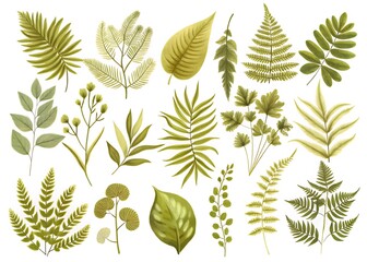 Green Foliage Vector Collection for Botanical Designs