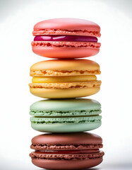 colorful macaroons isolated on white
