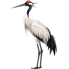 Obraz premium Crane Wood element animal cartoon isolated whitebackground 16:9