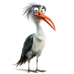 Fototapeta premium Crane Wonder emotion fantasy animal cartoon isolated whitebackground
