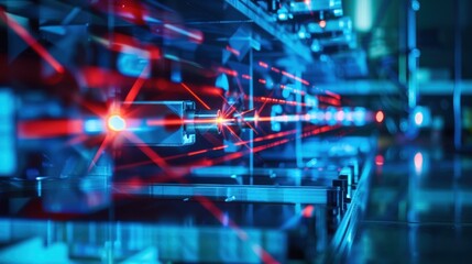 Red Laser Beams in Industrial Setting