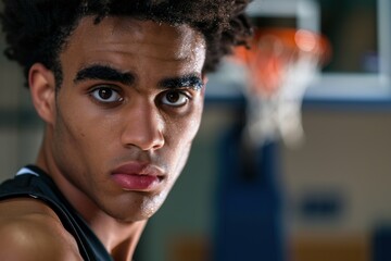 Fototapeta premium Close-up photo of African basketball player. Beautiful simple AI generated image