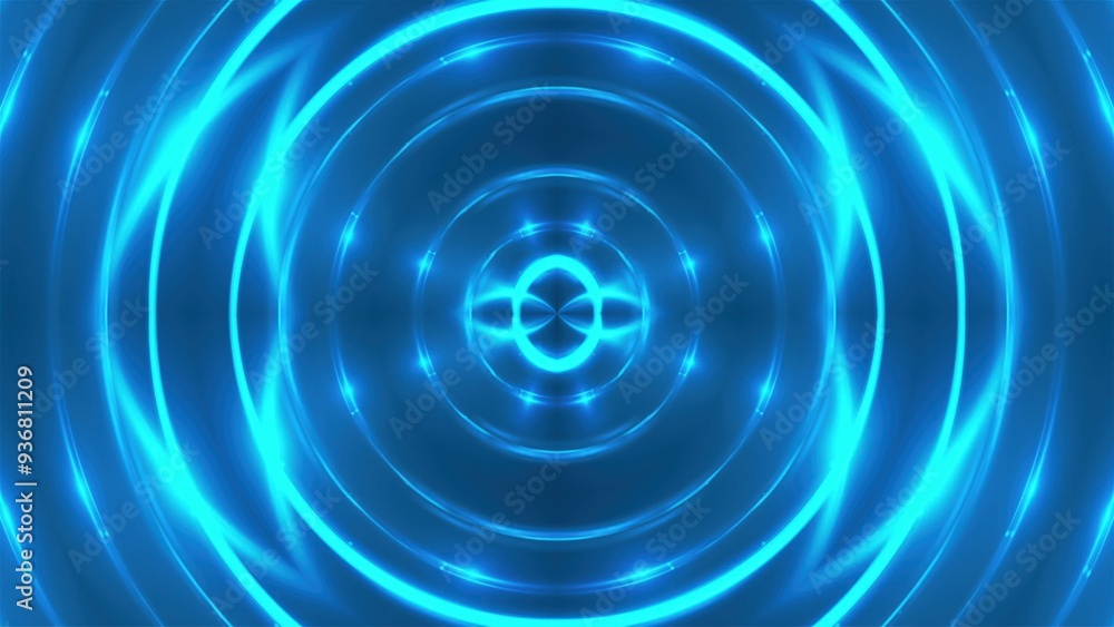 Poster blue fractal lights. computer generated 3d render