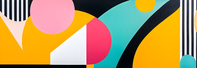 Futuristic street mural, holographic colors, bold abstract patterns, neon accents