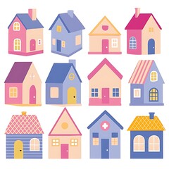 Charming Cartoon Houses Collection - Cozy Hand-Drawn Doodle Homes