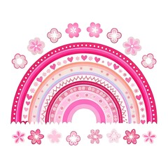 Pink Rainbow Collection - Trendy Boho Style Digital Rainbows
