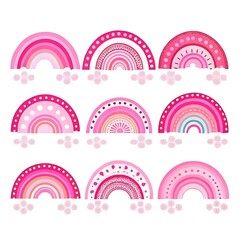 Pink Rainbow Collection - Trendy Boho Style Digital Rainbows