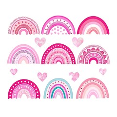 Pink Rainbow Collection - Trendy Boho Style Digital Rainbows