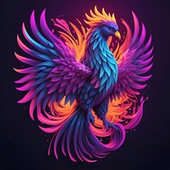 Obraz premium Colorful Phoenix Bird Digital Art