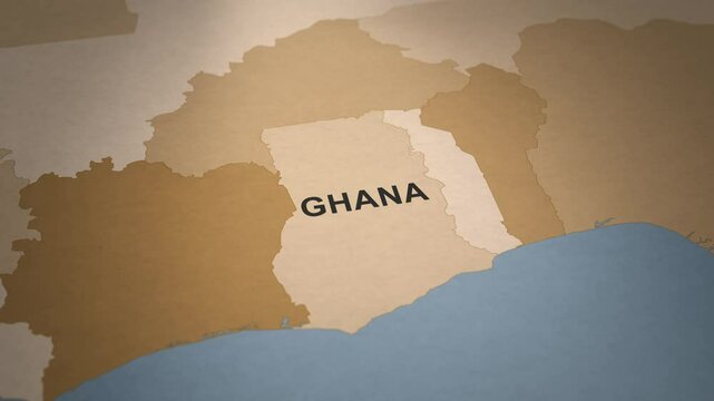 Old Paper Map of Ghana
