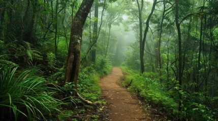 Naklejka premium Misty Forest Path