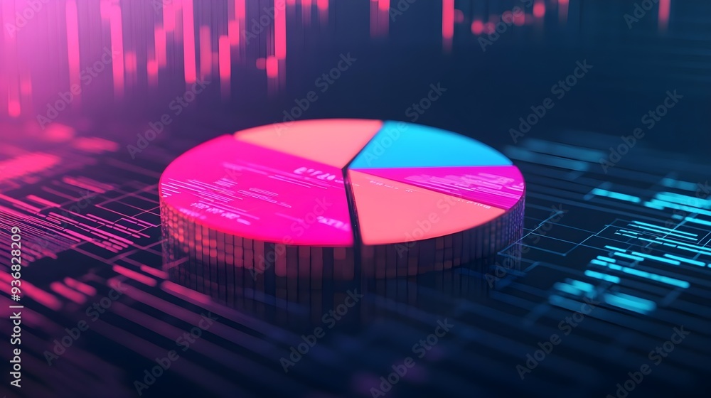 Poster 3d pie chart business data analysis abstract