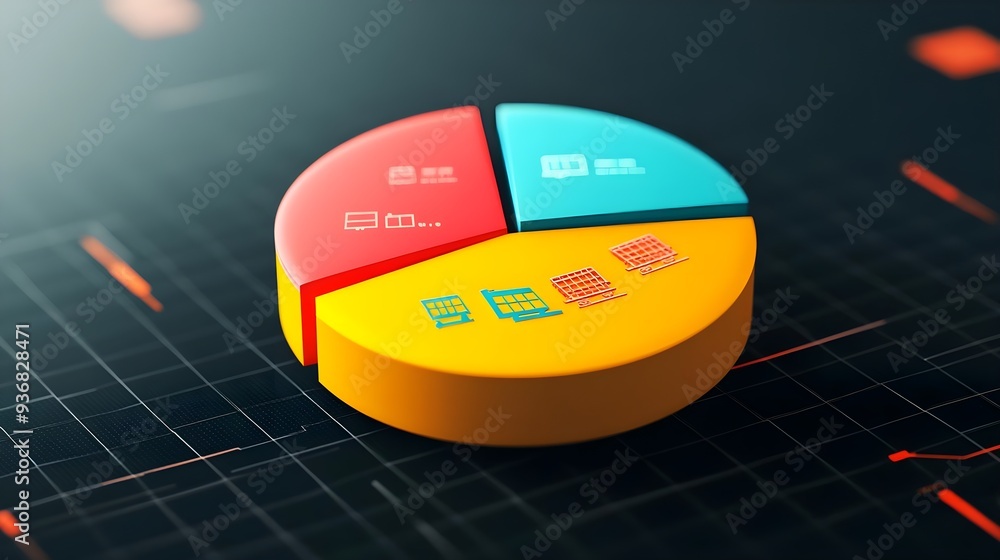 Aufkleber 3d pie chart data analysis