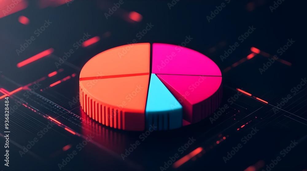 Aufkleber 3d pie chart data analysis business graph
