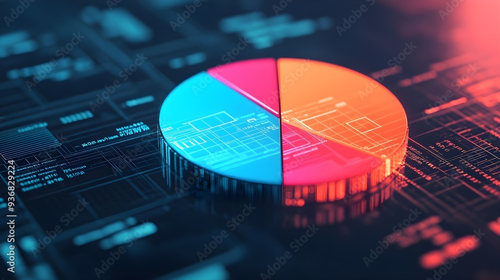 Poster 3d pie chart data analytics concept