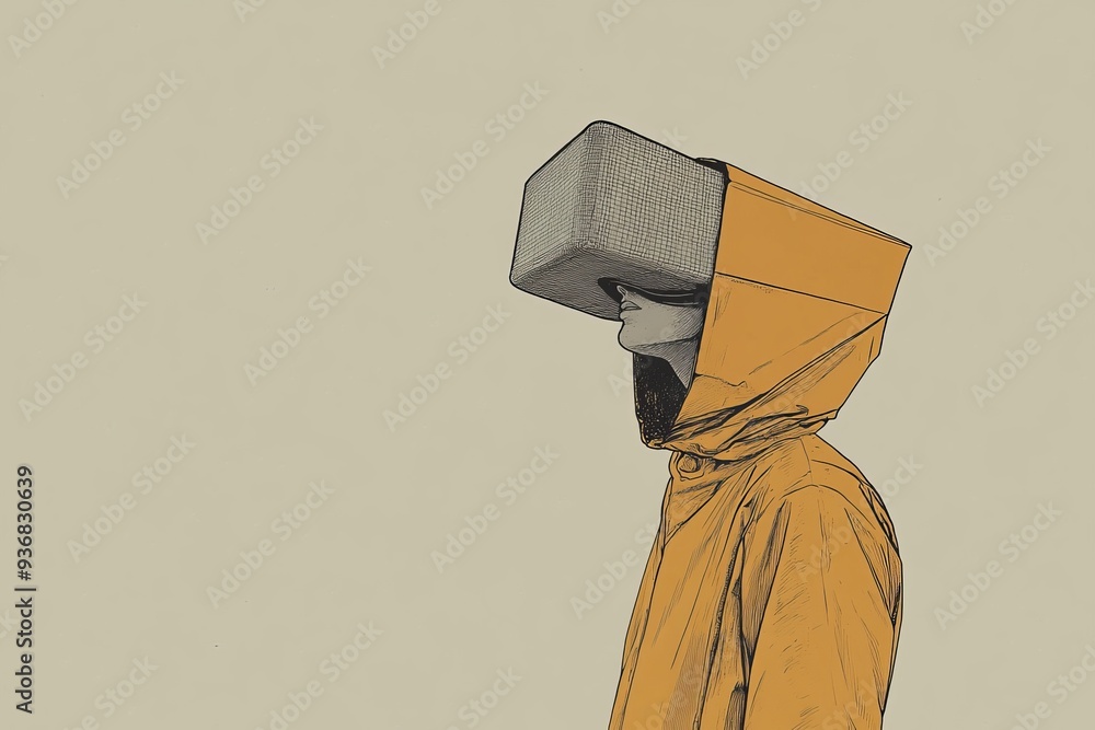 Aufkleber abstract representation of a person wearing virtual reality headset styled with geometric shapes and