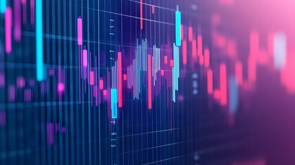 Abstract Finance Chart - Blue & Pink Stock Market Data