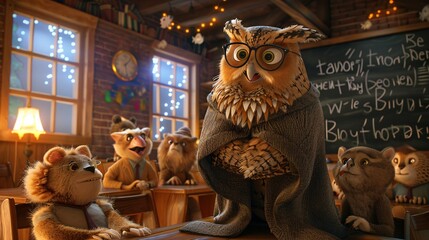 cartoon school concept with owl