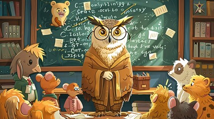 cartoon school concept with owl