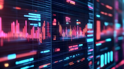 Fototapeta premium Abstract Neon Data Server Display