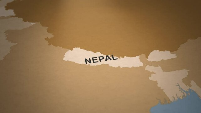 Old Paper Map of Nepal