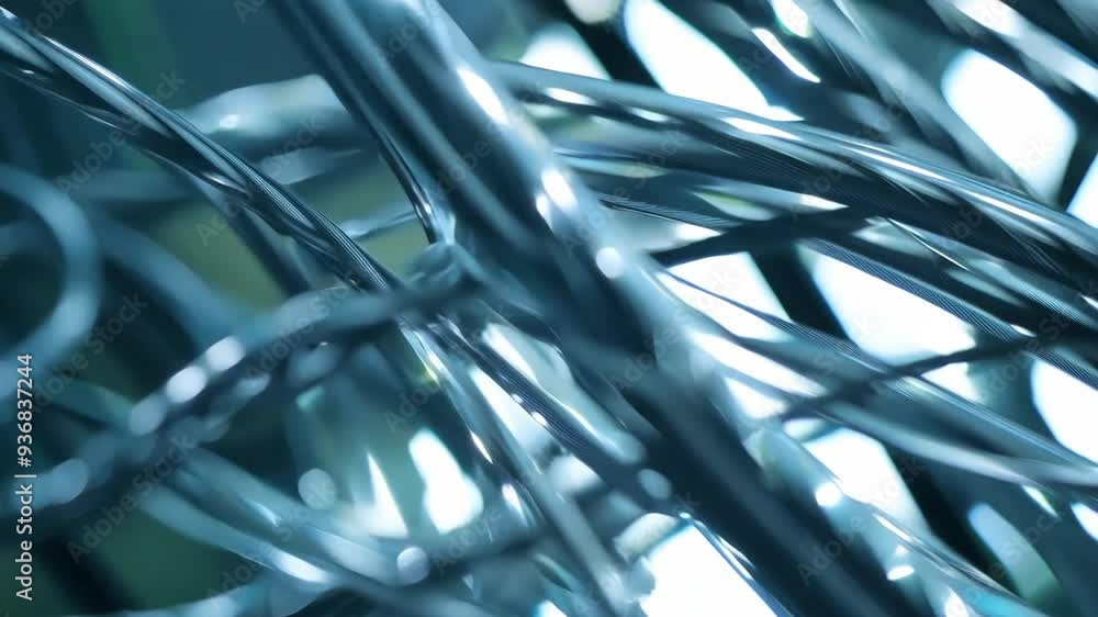 Aufkleber close-up exploration of twisted metal drill bits with reflections and intricate patterns