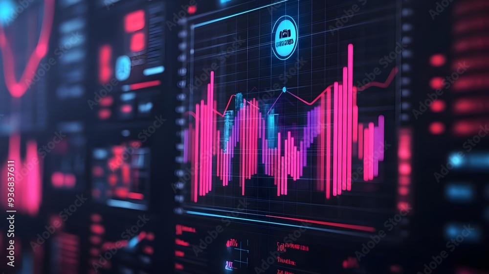 Poster digital dashboard with data visualization and charts