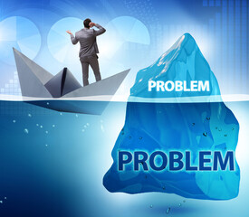 Businessman in problem concept with iceberg