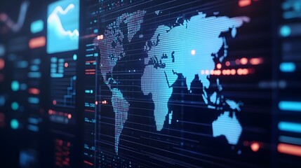 Obraz premium Global Network Digital Map Data Visualization