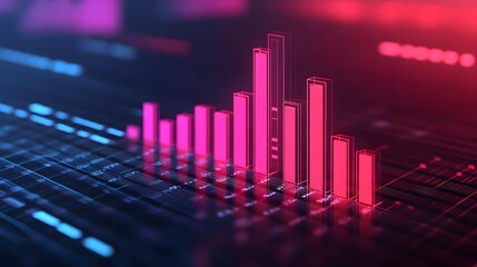 Neon Pink Upward Trend Bar Chart Growth Data Analytics
