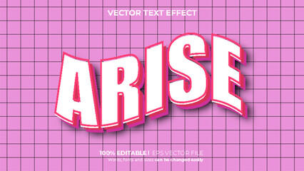 Editable text effect arise 3d cartoon template style premium vector