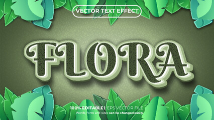 Editable text effect Flora 3d Cartoon template style premium vector