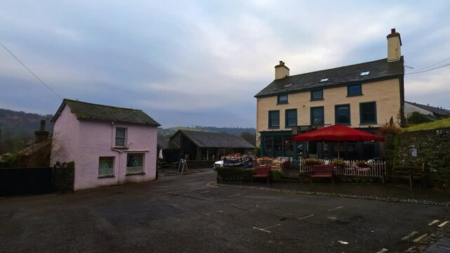 Busy Cumbrian town of Hawkshead. UK