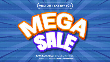 Mega sale 3d editable vector text style effect. Vector text effect with luxury concept