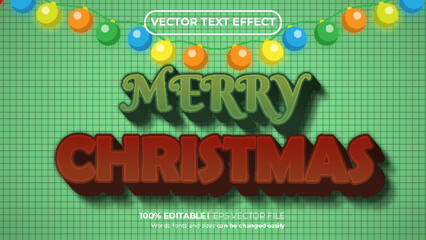 Merry christmas editable text effect template with 3d style use for logo and business brand