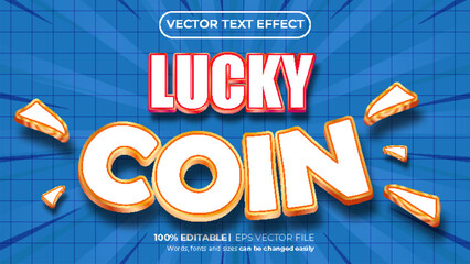 Vector lucky coin bold 3d editable text effect style