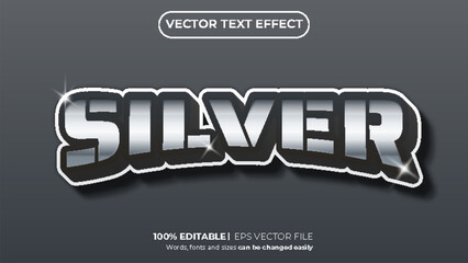 Luxury silver editable text effect template with 3d style use for logo and business brand
