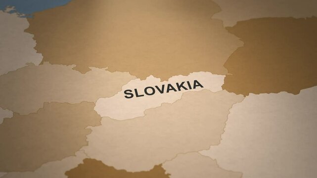 Old Paper Map of Slovakia