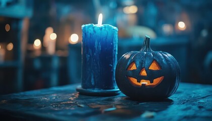 Spooky music playing softly in the background, setting the eerie mood for a Halloween party, Creepy, Cool Tones, Atmospheric