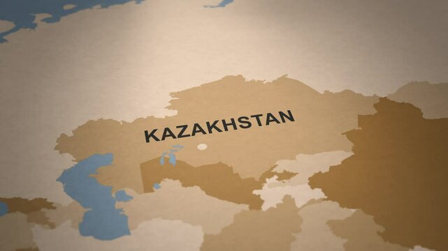 Old Paper Map of Kazakhstan