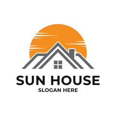 sun roof house logo design concept idea 