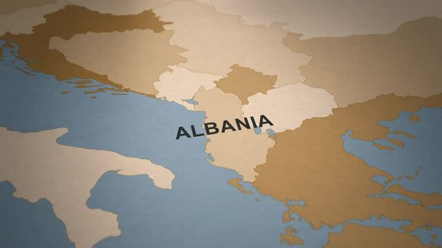 Old Paper Map of Albania