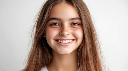 Naklejka premium Smiling Girl with Long Hair