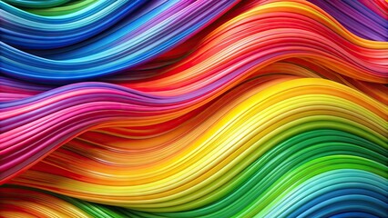 Fototapeta premium Vibrant rainbow stripes flowing together in perfect harmony, creating a mesmerizing and colorful background with a sense of movement and joyful energy.
