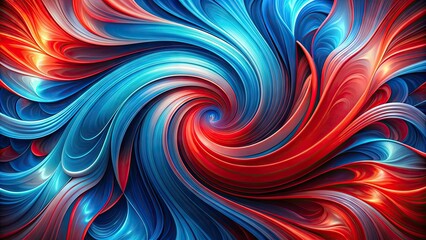 Obraz premium Vibrant red and blue abstract design featuring swirling shapes and bold lines, evoking a sense of dynamic energy and contrast.