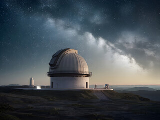 Obraz premium Observatorio astronómico con hermoso cielo estrellado