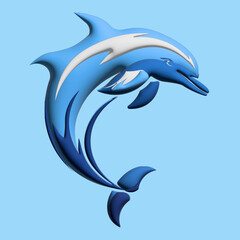 3D shark animal logo, vector
