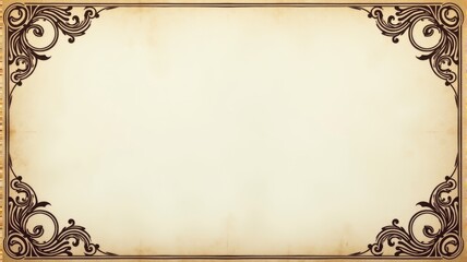 Vintage Ornate Blank Invitation Border Illustration for Personalized Customizable Text
