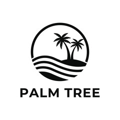 Naklejka premium palm tree tropical island logo design concept idea